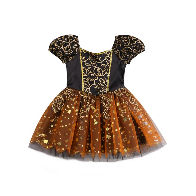 goowrom Filles Halloween Robe, Col Carré Manches Courtes une Seule Pièce