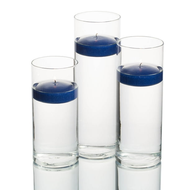 Richland Floating Candles & Eastland Cylinder Holders Navy Blue Set of