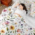 thumbnail image 4 of Manfei Teens Colorful Flowers Girl 7-Piece Bedding Comforter Set,Botanical Plants King Bedding Sets,Spring Graden Ultra Soft Bed Sheets,Microfiber Bedroom Decor, 4 of 8