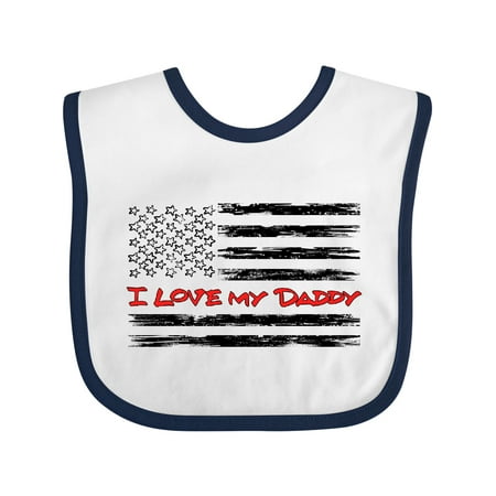 

Inktastic I Love My Daddy- FireFighter and Distressed Flag Gift Baby Boy or Baby Girl Bib