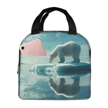 Insulated Lunch Bag for Women Men - Polar Bear On Iceberg Leakproof Cooler Lunch Box for Women Men  Lunch Tote Bags for Work School Picnic Travel