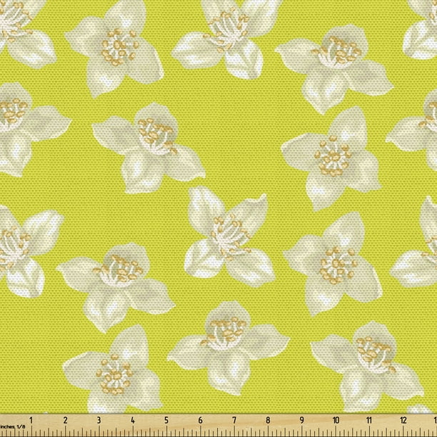 Jasmine Fabric by the Yard Realistic Digital Design Flower Petals