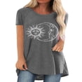 thumbnail image 1 of T-shirt à Manches Courtes pour Femmes, Hauts Grande Taille, Tunique Décontractée à Col en V, Blouse Ample, 1 of 2