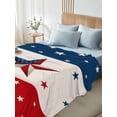 thumbnail image 4 of 4th of July Full Size Flat Sheet, Wrinkleproof & Fadeproof Cooling Flat Bed Sheet Only, Red White Blue Striped Independence Day Star Breathable Soft Bedding Top Sheets 81 x 96 Inches, 4 of 8