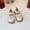 Beige, variant on Girls Mary Jane Loafers Kids Casual Dress Shoes Ruffle Bow with Pearl Double Hook and Loop Straps Round Toe Thick Non Slip Platform Sole School Daily Outdoor Wear Flats(3.5-4 Years)