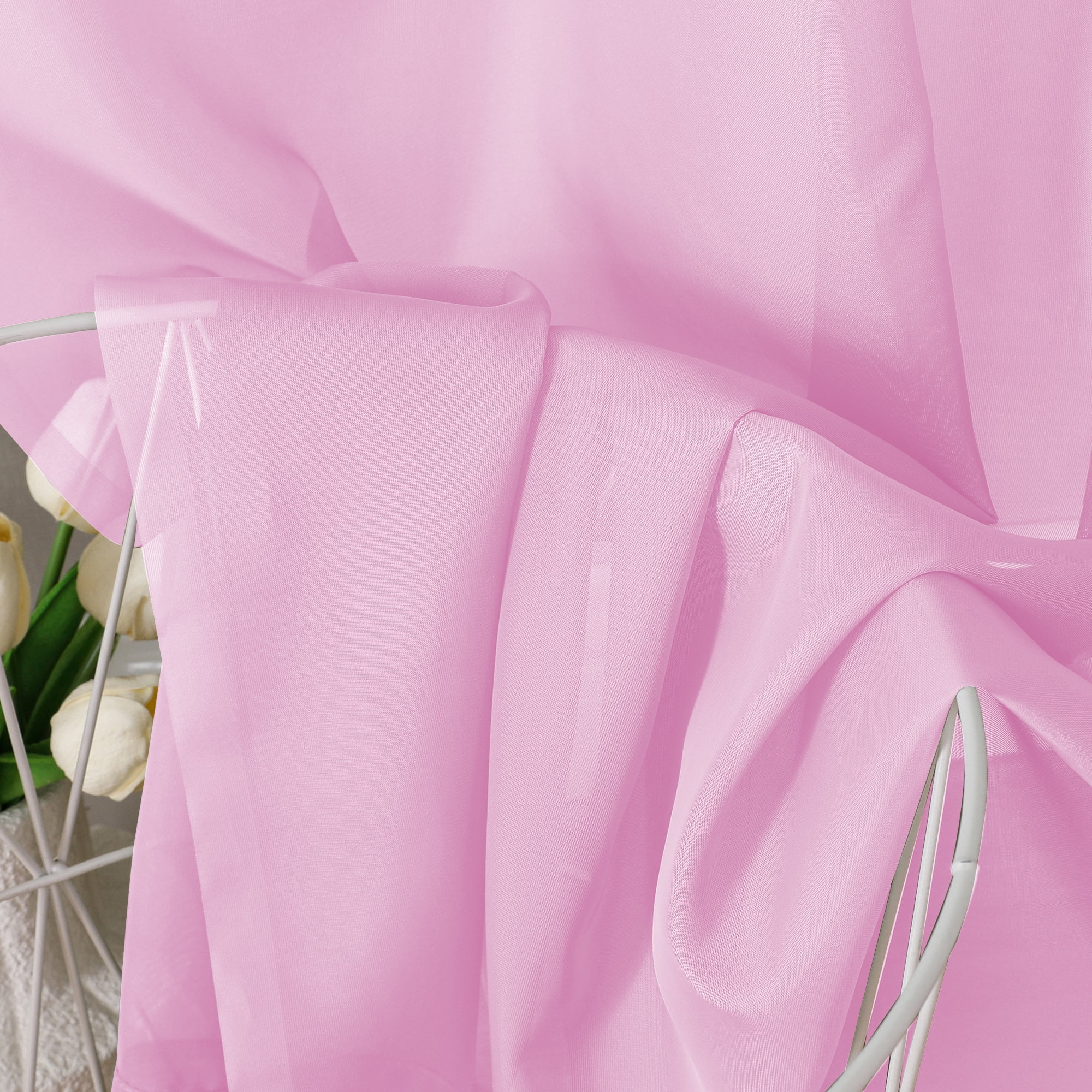 OVZME Window Pink Sheer Curtains 84 inch Lengh 2 Panels for Living Room, Privacy Semi Sheer Window D(图4)