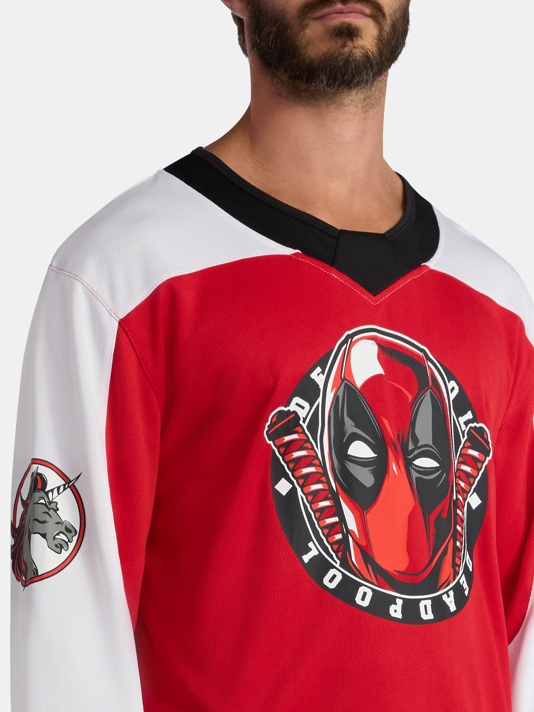 Marvel Deadpool Men's and Big Men's Hockey Jersey, Sizes XS-3XL
