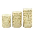thumbnail image 3 of Hometrends Printed Gold Words LED Pillar Candle Set with Remote Control, 3 of 7