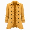 thumbnail image 6 of Womens Lightweight Jacket Long Sleeve Ruffle Button Front Cardigan Jacket Open Front Lapel Collar Double Breasted Casual Outerwear Coat with Lining, 6 of 9