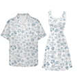 thumbnail image 2 of Jiueut Blue Forget-Me-Not Pattern Matchable Couple Hawaiian Luau Shirt for Men, Women's Casual Summer Sleeveless Scoop Neck Dress, Beach Tropical Dresses, Hawaii Holiday Party Outfits, 2XL, 2 of 5