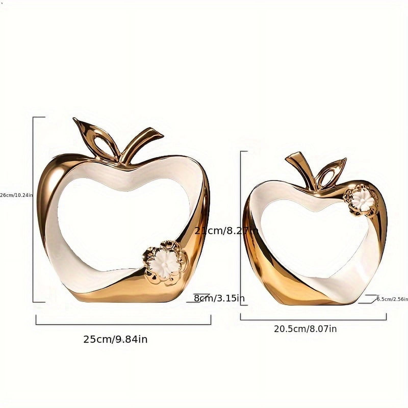 VECPIO Vibrant Orange Ceramic Abstract Apple Statue - Elegant Centerpiece for Living Room and Dining Room Decor  Black and Golden Finish  Perfect for Coffee Table and Shelf Decoration  Un