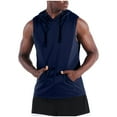 thumbnail image 5 of COSFO Pullover Sleeveless Hoodies for Men Blue Workout Casual Tops Summer Loose Kangaroo Pocket Hooded Tank Tops, 5 of 8