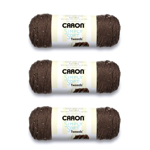 Caron Simply Soft Taupe Tweeds Yarn - 3 Pack of 141g/5oz - Acrylic - 4 Medium (Worsted) - 250 Yards - Knitting/Crochet