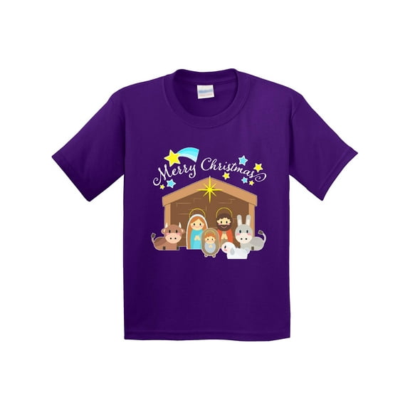 Inktastic Merry Christmas Cute Nativity Scene Youth T-Shirt