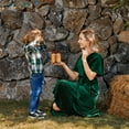 thumbnail image 3 of PatPat Family Matching Green Velvet Surplice Neck Ruffle-sleeve Dresses and Plaid Shirts Sets, 3 of 8