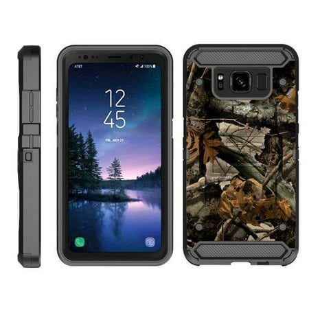 TurtleArmor ® | For Samsung Galaxy S8 Active G892 [Full Body Protection] Hybrid Kickstand Rugged Cover Holster Belt Clip Case - Tree Leaves (Best Case For Samsung S8 Active)