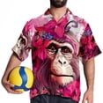 thumbnail image 4 of Pink Monkey Gorilla Men's Spread Collar Poplin Beach Shirts - Casual Printed Button Down Short Sleeve Summer Tops for Unisex, 4 of 6