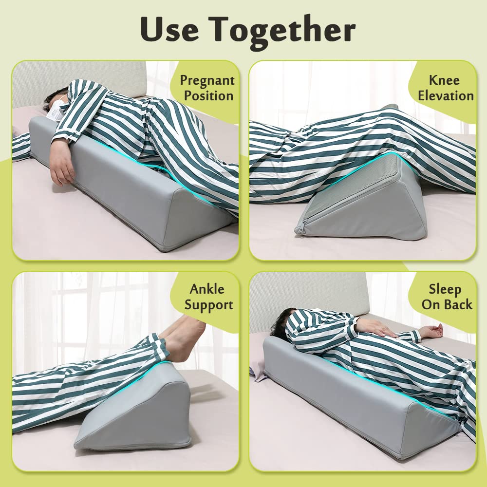 Wedge Pillow Positioning for Bedridden After Surgery Bed Sore Turning Sleeping Incline Pillows Anti Bedsore Turnover Foam Wedge U Shaped Body Positioners Hospital Waterproof Pressure Ulcer Cushion