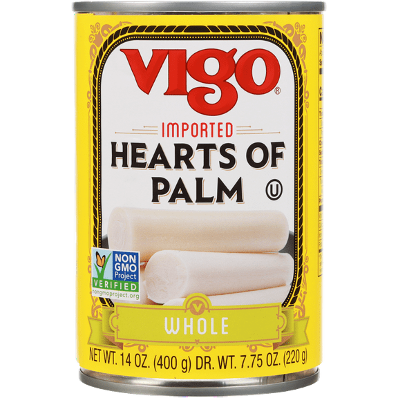 Vigo Imported Canned Whole Hearts of Palm, 14 oz, Allergens Not Contained