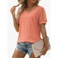 thumbnail image 2 of Womens Summer Casual Shirts Short Sleeve Tunic V Neck Trendy Blouses Tops, 2 of 5