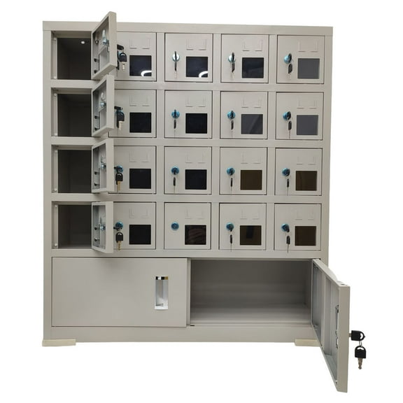 INTBUYING Cell Phone Storage Locker with 20 Visible Doors Key Type Steel