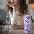 thumbnail image 4 of Butterfly Tumbler With Lid and Straw Stainless Steel 20oz Butterfly Skinny Tumbler Insulated Butterfly Stuff Water Bottle Cups Coffee Mug Travel Tumbler Gifts for Women, 4 of 6