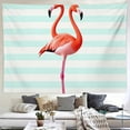 thumbnail image 2 of RKSupls Tapestry Wall Hanging Art, Minimalist Pink Flamingo Pastel Aqua Stripe Tapestry Decoration for Daily Bedroom, Dorm, Living Room, Apartment Hallway Home Decor, 2 of 5