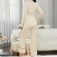 thumbnail image 4 of Miqool Women's Pajamas Sets Long Sleeve Sleepwear 2 Piece PJs Lounge Sets Belted Top and Pants Loungewear Soft Nightwear, 4 of 4