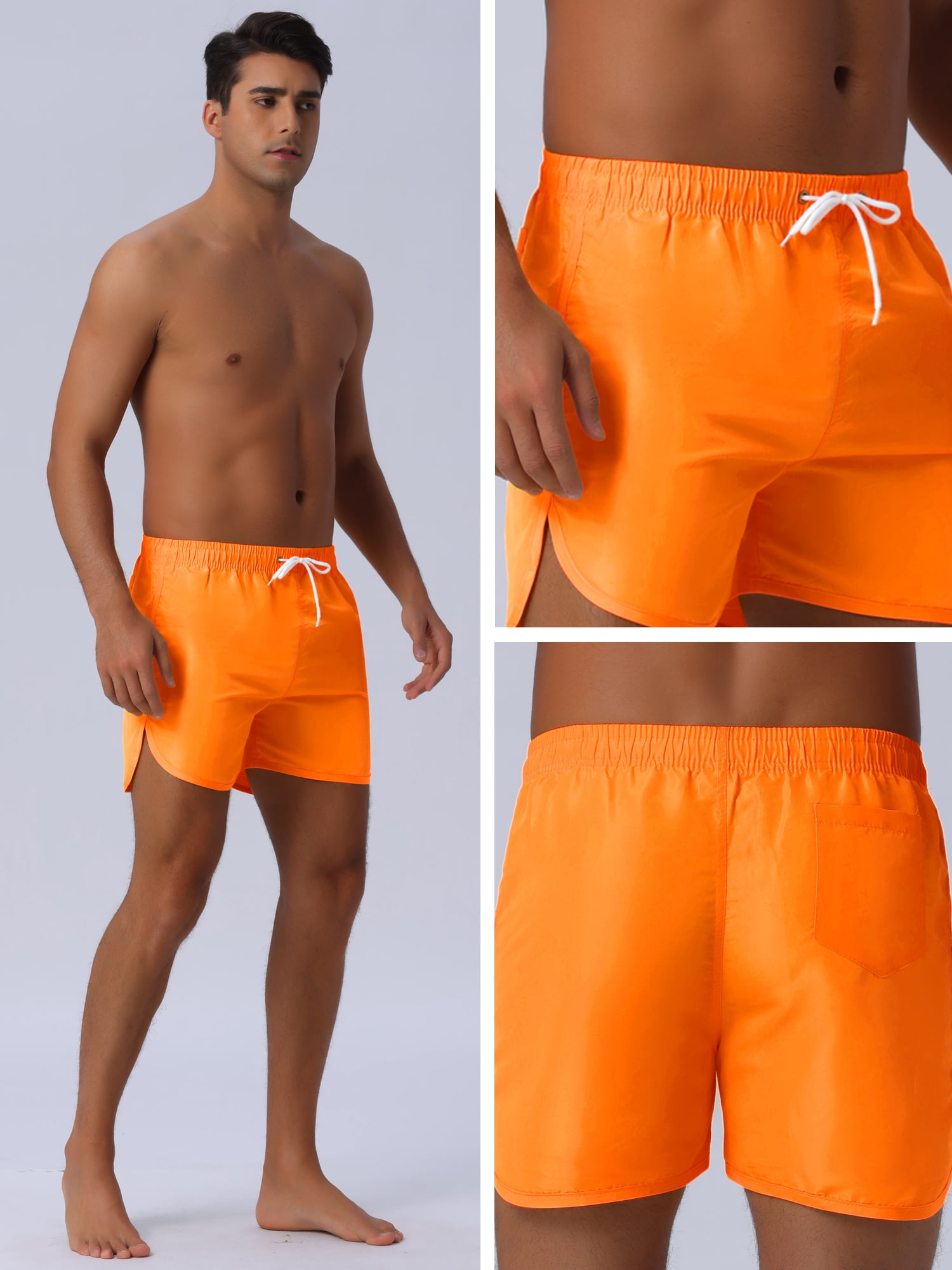 DARING DIVA Men's Elastic Waist Drawstring Beach Board Shorts 28 Orange