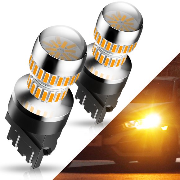 AUXITO 3157 Ampoules de Feu de Signalisation LED Jaune Ambré 3156 3056 4057 4157 Clignotant pour Stationnement, Lot de 2