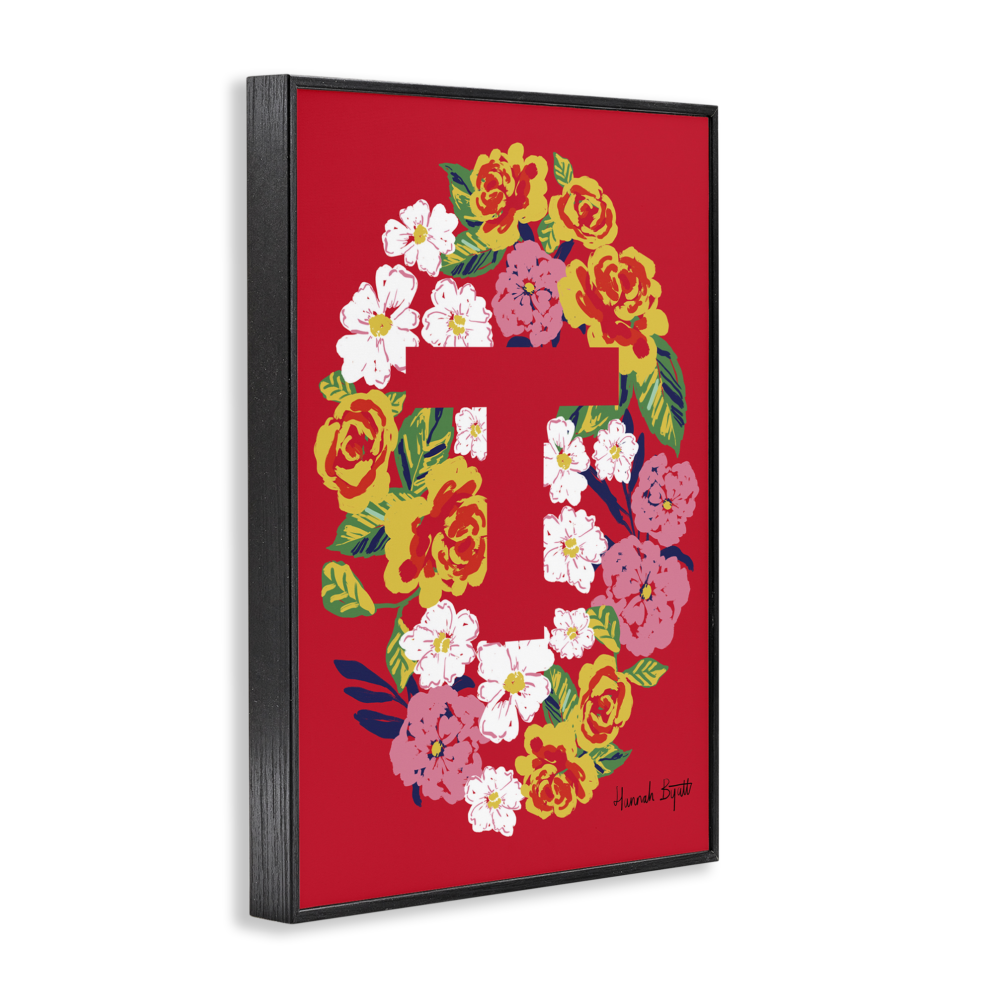 Stupell Industries Floral Bloom Letter T Botanical & Floral Painting Black Framed Art Print Wall Art, 20 x 30