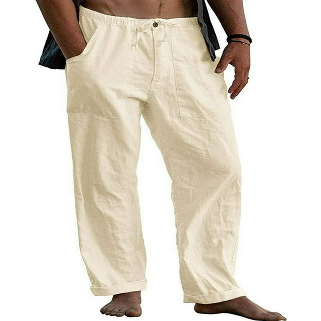 Pantalons de Plage Décontractés à Cordon de Serrage Couleurs Unies pour Hommes Style Été