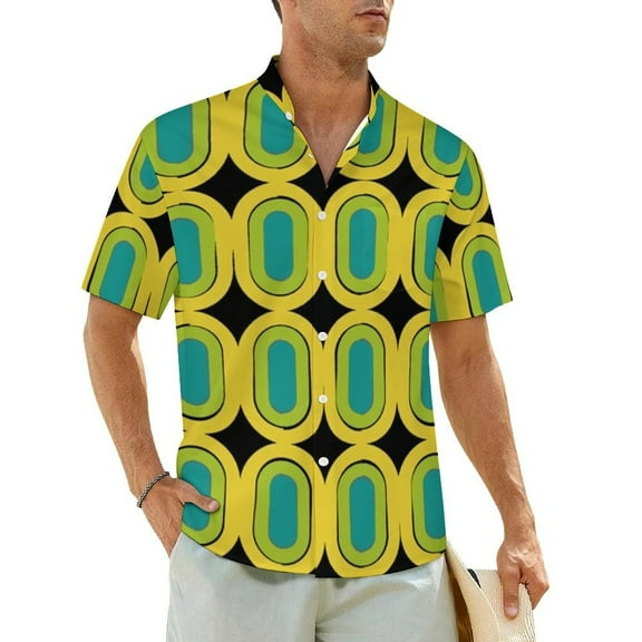 Hawaiian Shirt Beach Retro Mod Geometry Blouses Geometric Modern Art Trendy Casual Shirts