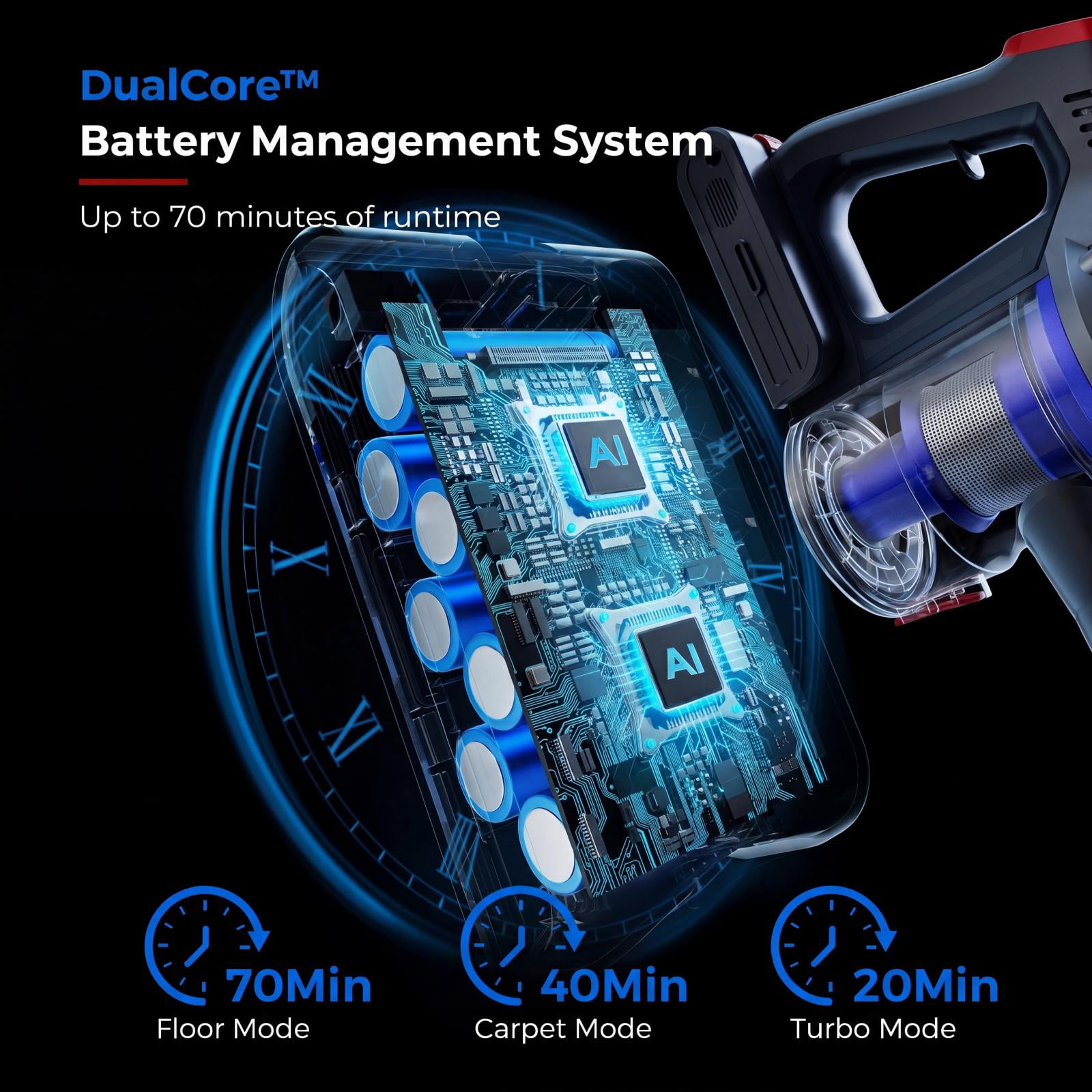 Cordless Vacuum Cleaner, 600W/55kPa Powerful Stick Vacuum, Lightweight Upright for Home Hard Floor Carpet Pet Hair