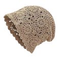 thumbnail image 4 of Ticikt Women Hollow Crochet Slouchy Beanie, Lightweight Breathable Retro Knit Versatile Sun‑Protective Crochet Skull Hat for Ladies,Khaki, 4 of 4