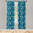 thumbnail image 3 of Ambesonne Nautical Curtains, Seashells Octopus Corals, Pair of 28"x95", Sea Blue Dark Orange, 3 of 5