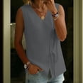 thumbnail image 7 of JGGSPWM Women's Summer Linen Vest Side Tie Sleeveless Wrap Tank Fashion Solid Color V Neck Dressy Going Out Top Gray S, 7 of 7