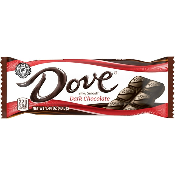 Dove Silky Smooth Dark Chocolate Bar, Full Size, 1.44 oz, Shelf Stable Plastic Packet