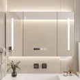 thumbnail image 1 of Armario con espejo de baño inteligente de madera maciza, espejo de baño montado en la pared, estante para espejo de baño, armario de almacenamiento, 1 of 3