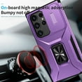 thumbnail image 3 of Phone Case for Samsung Galaxy S23 Ultra Case with Sliding Camera Cover, with 360° + 100° Free Rotation Metal Finger Ring Bracket, Fit Magnet Car Mount, 2 In 1 Case Cover for Galaxy S23 Ultra, Purple, 3 of 8