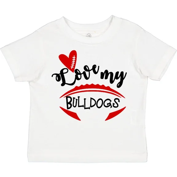 Love My Bulldogs Football Toddler T-Shirt Boodlebug Graphics Sports TODDLER SHORT SLEEVE TEE BELLA CANVAS 3001T