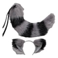 thumbnail image 3 of Accesorios de disfraz de cosplay Hugo Traje de juego de cosplay Cola de zorro Gris negro, 3 of 8