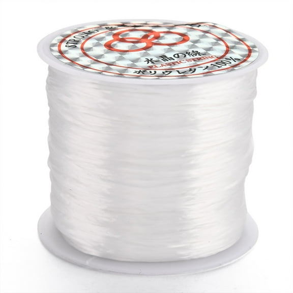 1Roll Flat Elastic Crystal String Elastic Beading Thread for Stretch Bracelet Making Dyed White 0.8mm about 65.61 yards(60m)/roll