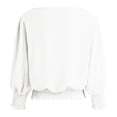 thumbnail image 6 of COMVALUE Banded Bottom Tops for Women Smocked Tops Elastic Cinched Waist Top Dressy Blouse 3/4 Length Sleeve Casual Outfits White for Size XL, 6 of 7