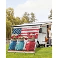 thumbnail image 4 of 4th of July RV Awning Sun Shade Screen 9'X7' Patriotic Poppy Vase Mesh Sunscreen American Flag Awning Shade Screen with Zipper UV Blocker Completed Kits Outdoor Canopy for RV Motorhome Camper Travel, 4 of 7
