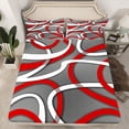 thumbnail image 2 of Homewish Geometric Lines 4-Piece Full Size Sheets For Adults Female Men,Minimalist Abstract Stripes Bed Sheets,Grey Red White Lightweight Sheet Sets,Super Cozy Room Decor, 2 of 7