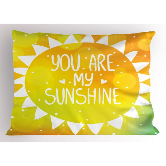 Ambesonne Yellow Pillow Sham, Sun Love Art, 26" X 20", Yellow