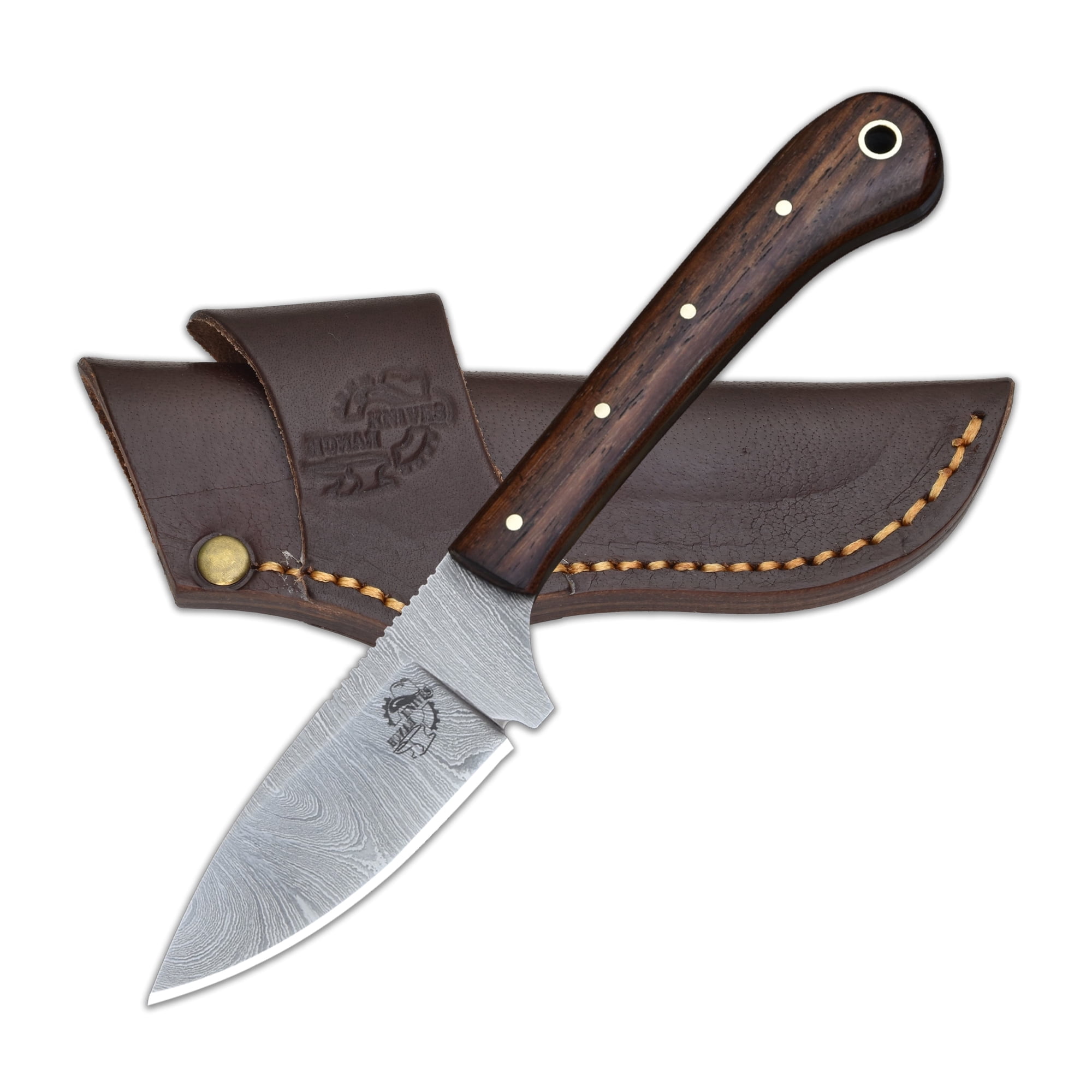 Knives Ranch 2011 Damascus Steel Fixed Blade Outdoor Hunting Knife with Rosewood Handle