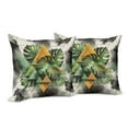 thumbnail image 2 of Ambesonne Monstera Throw Pillow Cover Pack of 2, Leaves Triangles Mystery, 2 Pcs-26"x16", Camel Grey and Fern Green, 2 of 5