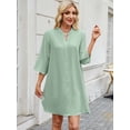 thumbnail image 3 of Deago Women's Short Sleeve V Neck Button Down Shirt Dresses Casual Loose Summer Dress Swimsuit Cover Up (Green, M), 3 of 8